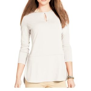 Lauren Ralph Lauren Women'sTop 3/4 Sleeve Keyhole Blouse